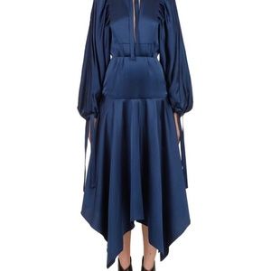 SELF PORTRAIT blue asymmetric midi dress